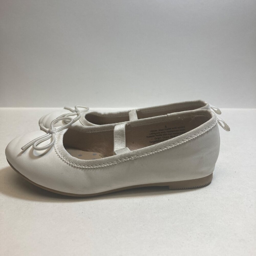Cat & Jack Toddler Shoes White Mary Janes 9 Slip on Bow Accent - Picture 2 of 10